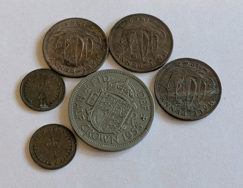 Old english coins lot half - 6,