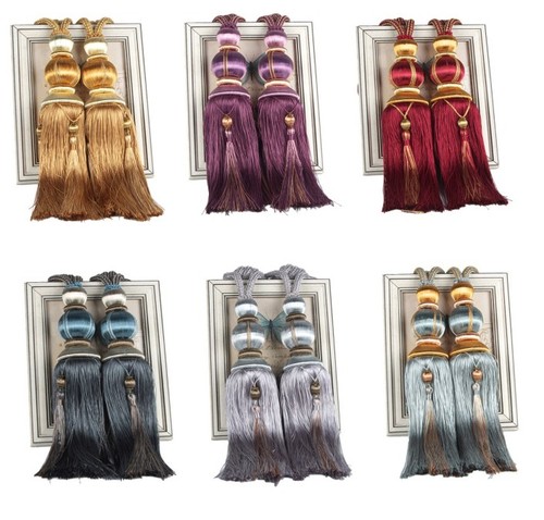 Pair curtain holdbacks rope - of,