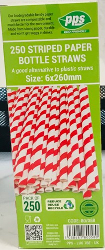 250 striped paper straws - 250,