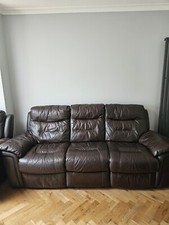 DFS Brown Leather Sofa Set