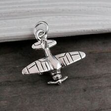Silver Biplane Charm - 3D Piper Cub Pendant - Airplane Charm - Aircraft Charm