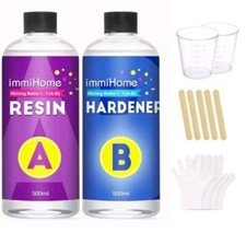 Epoxy Resin Kit 34oz/1000ml Crystal Clear Resin and Hardener Kit 1:1 Ratio Resin