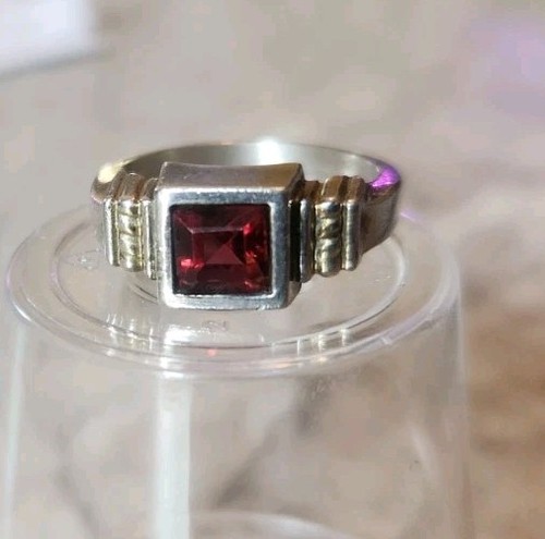 Ring red stone silver - ring, ~