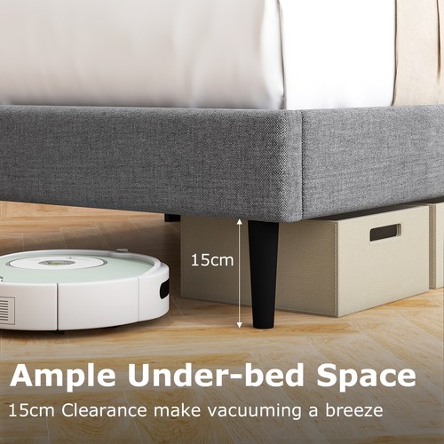 Linen single bed frame - bed,