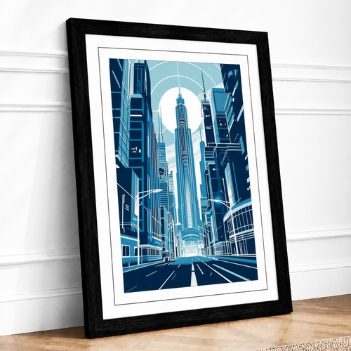 Urban canyon art deco framed - urban,