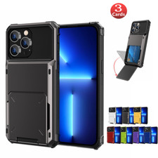 Hybrid Phone Case with Hidden Credit Card Holder For iPhone 17 16 15 14 13 11 12