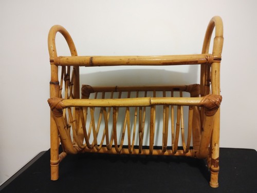 Vintage bamboo table - bamboo, magazine