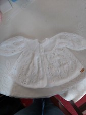 BN hand-knitted matinee white  newborn DK10a