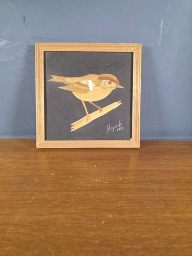 Vintage straw marquetry bird - vintage,