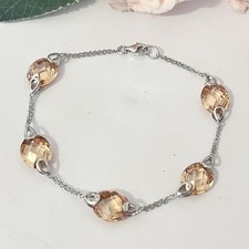 Diamonique QVC Sterling Silver Peach Cubic Zirconia Bling Bracelet