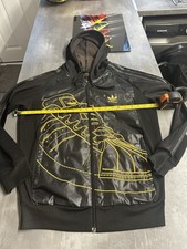 retro adidas tracksuit top Jacket Medium Black Yellow Superstar Firebird Hoodie