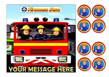 Fireman sam cake topper square - sam,