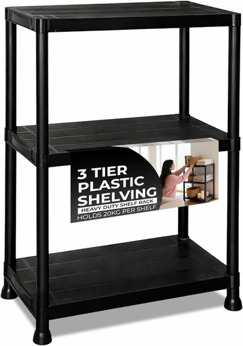 Tier plastic shelving - -,