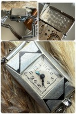 1930’s Ladies Art Deco Black Enamel Elgin Watch ~ Runs