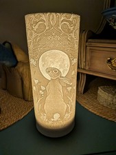 Hare gazing and the moon - moon, lamp