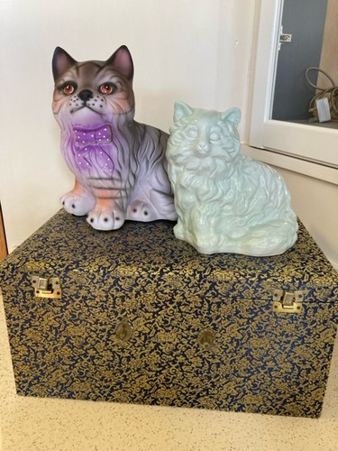 Two large ceramic cats - large,