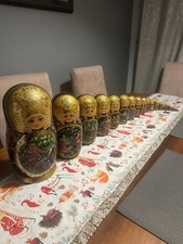Genuine Russian Matryoshka Nesting Dolls Hand-Painted Set Of 19