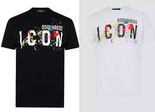 DSQUARED2 ICON SPLASH White/Black T-SHIRT S to XXL UK SIZE FREE FAST DELIVERY DQ