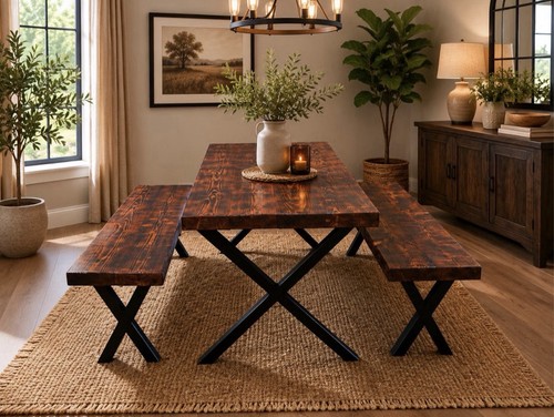 Farmhouse kitchen dining table - kitchen,