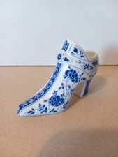 Vintage Princess Royale Blue And White Ornamental Bone China High Heel Shoe