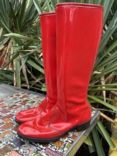 Vintage Red Pleather Mod GoGo Boots 1960s Size 6.5