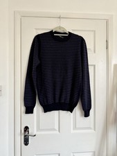 Mens Z Zegna Navy Blue Wool & Mohair Blend Knit Jumper Size Medium P2P 20.5 Inch
