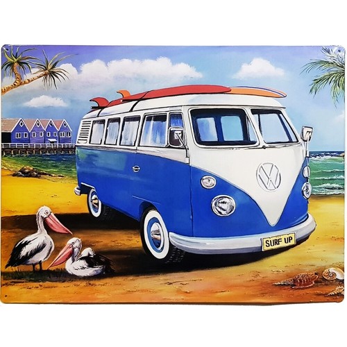 Kombi van surfs tin sign - up,