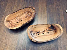 2 Handcrafted Wood Soap Dish Self-Draining Soap Holder Sink Countertop 5.75 Inch