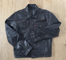 Levi's Buffalo Black Leather Trucker Jacket, Size Medium