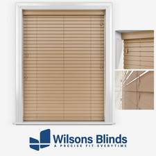 Faux Wood Venetian Blind - Grained Oak - Made To Measure - UK - PVC 50mm Slats