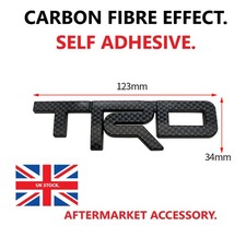 TRD ALLOY BADGE LOGO CARBON FIBRE EFFECT  123MM X 34MM 1 PIECE.
