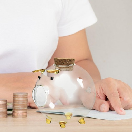 Piggy bank glass coin storage - coin,
