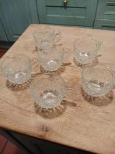 Mckee The Concord Clear Set of 6 Punch Bowl Cups 2.5” Vintage