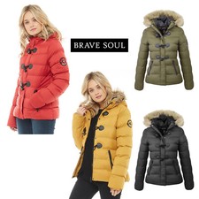 LADIES PUFFER JACKET WOMENS PADDED PUFFA FUR HOODED QUILTED BUBBLE PARKA COAT