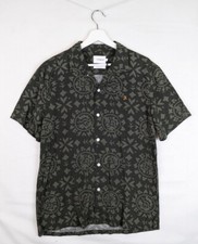 FARAH Casual Fit Short Sleeve Cuban Shirt - Green  - Medium M RRP £60
