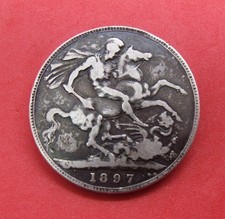 1897 Queen Victoria Vied Head 0.925 silver Five Shilling crown coin