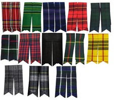Mens Kilt Hose Sock Flashes With Garter Various Tartans Pointed Highland Wear