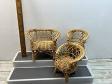 Dolls Barbie Wicker Cane Furniture Sofa Chair Arm Chairs Bundle Free Postage