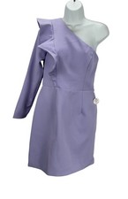 Chi Chi One Shoulder Ruffle Trim Midi Dress, Womens Dress UK Size 12, Medium,New
