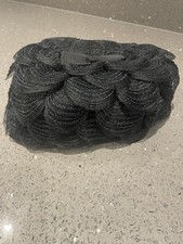 VINTAGE 1950’S BLACK PILLBOX HAT WITH UNUSUAL SCALLOP LACE LAYERS
