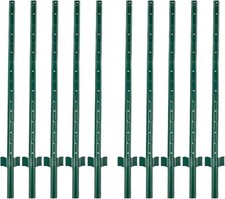 10Pcs Garden Fence Post AUCTION 3FT/0.9M Heavy Duty Metal Fence Post U-Post