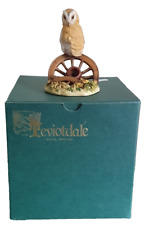 TEVIOTDALE OWL ON CART WHEEL  FIGURINE HAND MADE IN SCOTLAND 1991 BOXED HAWICK  