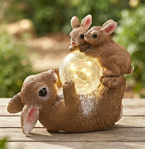 Brown resin rabbit - resin, ornament