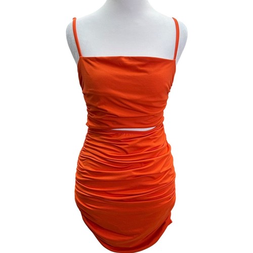 Orange ruched bodycon - ruched,