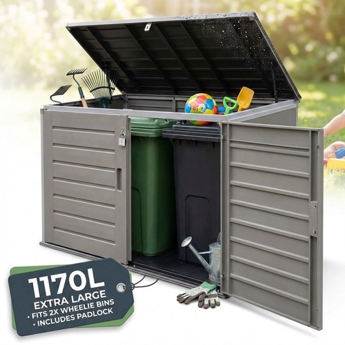 Wheelie bin storage shed 1170l - wheelie,