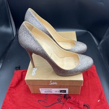 Christian Louboutin Fifi 100 Silver Multicolour  Glitter Heels Uk 7.5 Eu 40.5