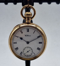 ANTIQUE WALTHAM ROLLED GOLD POCKET WATCH 49 MM. / T042