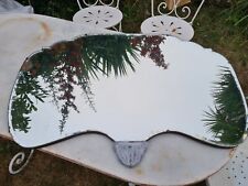 Antique 1920s Beveled Mirror Wall Hanging with Chain. 