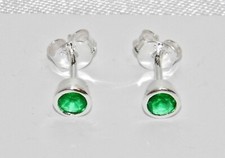 Sterling Silver 925 Simulated EMERALD Stud Earrings - May Birthstone