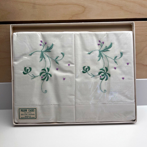 Embroidered floral pillow - embroidered, case